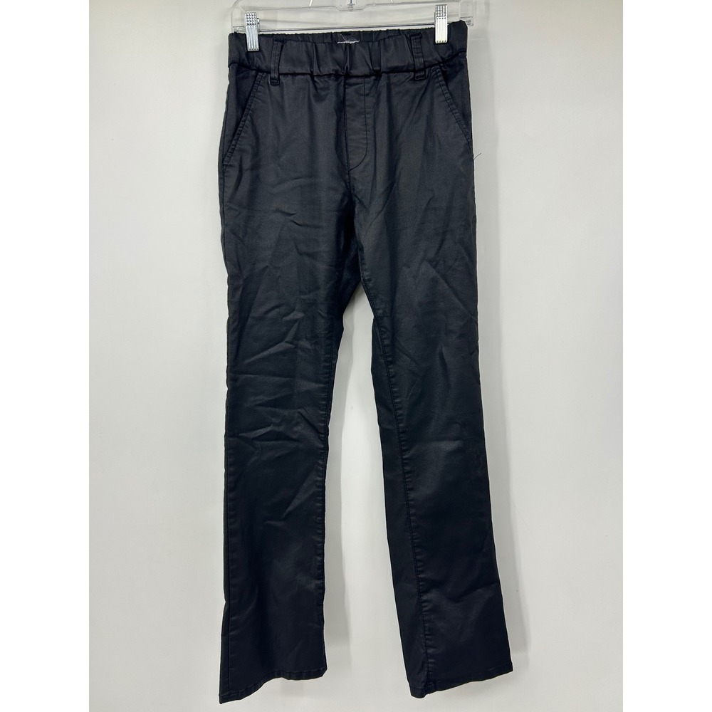 Flog Coated Shely Classic Pants Womens 27 Black Elastic Waist Straight Leg